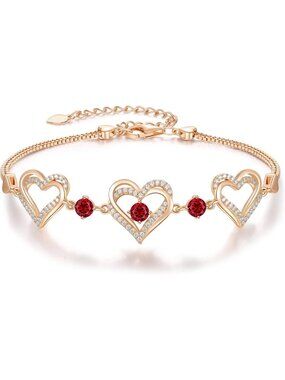 Forever Love Heart Birthstone Bracelet - Perfect Jewelry Gift for Women